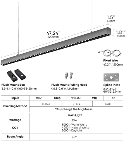 SCON 4FT DALI Szabályozható Medál Lineáris LED Felfüggesztett Világítás 30W LinkableModern Lámpatest Reflektorfénybe a Szobában,