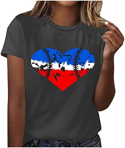Női Nyári Póló Maximum Szerelmes Szív Nyomtatása Baseball Ingek Rendszeres Fit Sleeve Póló, Trendi Grafikus Póló