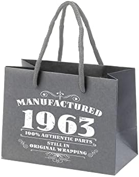 Bang Tiszta Ruha 60 Születésnapi Ajándék táska - Szürke Papír, Kötél Fogantyú - Környezetbarát KIS Ajándék Táska - Gyártott, 1963