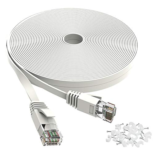 Cat 6 Ethernet-Kábel 15 ft, Kerti&Beltéri 10Gbps Támogatás Cat7 Hálózat, Lapos Internet RJ45 LAN Patch Kábelek, Szilárd Cat6 Nagy