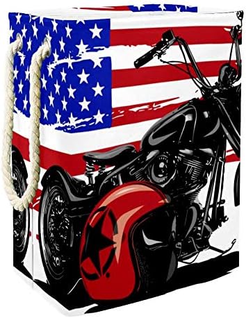 Unicey Vintage American Chopper Motorkerékpár Az USA Zászló Nagy Méretű ruhákat, amiket Összecsukható Tároló Kosár Hálószoba Gyerekszoba