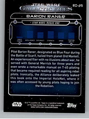 2018 Topps Star Wars Galactic Fájlok RO-39 Barion Raner Hivatalos Non-Sport Kereskedelmi Kártya NM-es, vagy Jobb Conditon