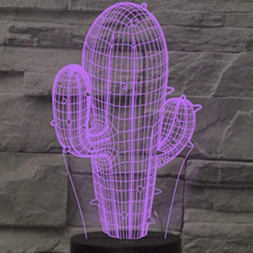 MOLLY HIESON 3D Kaktusz Éjszakai Fény Dekoráció Asztal Íróasztal Optikai Illúzió, Lámpák 7 színváltó LED Lámpák asztali Lámpa