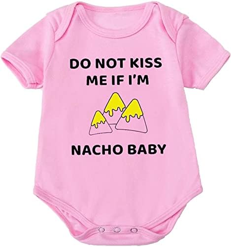 Nem csókol meg, Ha én vagyok Nacho Nyomtatás Baba Lányok, Fiúk Bodysuits Hacukában Rövid Ujjú O Nyakú Pulóver Maximum