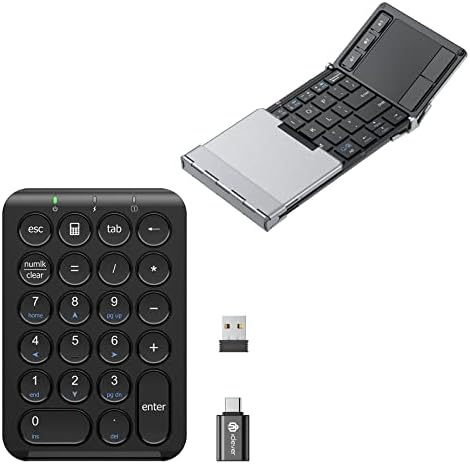 iClever Összehajtható Billentyűzet, BK08 Bluetooth Billentyűzet Érzékeny Touchpad (Fordította: 3 Eszközök), zsebméretű Tri-Hajtogatott