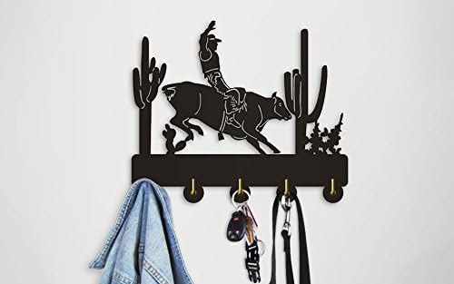 A Kocka Nap Vintage Cowboy Lovagol egy Bika Kreatív Design Fali Dekor Art Fali Akasztó Horog Ruhát, Kabátot, Kalapot, Horog,