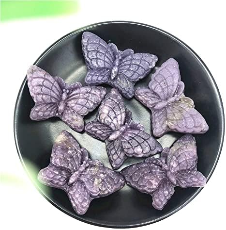 SEEWOODE AG216 1db Természetes Lila Lepidolite Pillangó Kézzel Faragott Kristály Pillangó Állatok Gyógyító Kövek Dekoráció, Ajándékok,