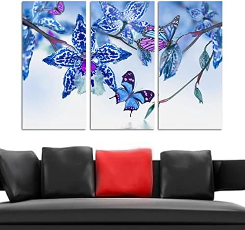 A Wall Art a nappaliban, olajfestmény, Vászon, Nagy Bekeretezett Virágos Trópusi Orchidea Pillangó Mű Haza Hálószoba Decor 24x48