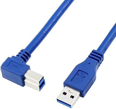 Bluwee USB 3.0 Kábel - Típus Egy-Férfi-Jobb Szög Típus B-Férfi Nyomtató, Szkenner Kábel - 2 Méter (0.6 Méter) - Kerek Kék