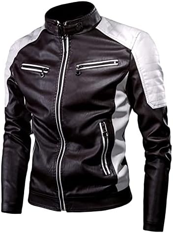 ADSSDQ Férfi bőrkabát, Tornaterem Téli Hosszú Ujjú Kabát Férfi Plus Size Alkalmi egyszínű Slim Fit Felsőruházat