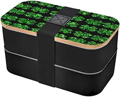 Allgobee Nagy Bento Box Szent-Patrik-Csillogás-Shamrock Ebéd Doboz Evőeszköz Készlet 40oz Japán Bento Box