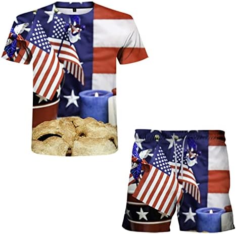 DOUHEN emléknap Ruhák Férfi Nap Nyáron a Cookie-k Amerikai 3D-s Set Zászló Alkalmi Férfi Függetlenség Nyomtatás Férfi Öltönyök &