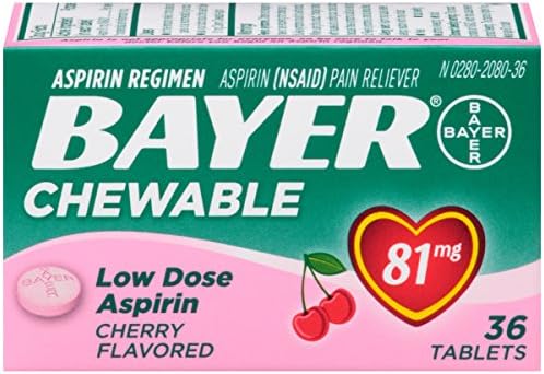 Aszpirin Kezelés Bayer, 81mg Rágótabletta, fájdalomcsillapító, Cseresznye, 36 Szám