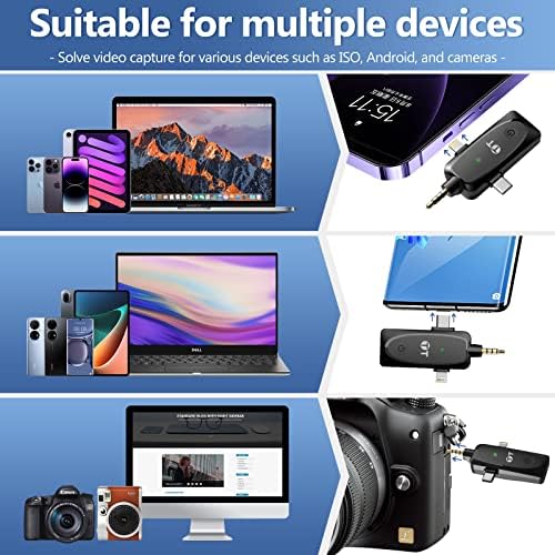 TenmaTec Vezeték nélküli Mikrofon a Kamera, Vezeték nélküli Csiptetős Mikrofon iPhone/Android/Kamera/Laptop,Clip Mikrofon, Videó Felvevő