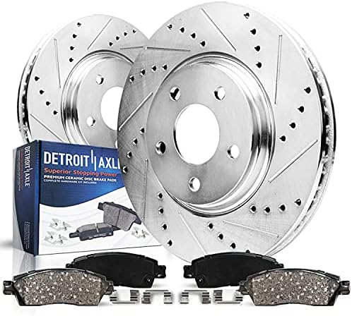 Detroit-Tengely - Előre Fúrt & Réselt Lemez Rotorok + Kerámia fékbetétek Cseréje a Toyota Camry Avalon Lexus ES350 ES300h - 4pc Készlet
