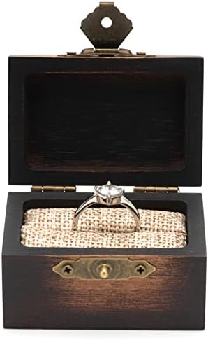 COSISO Régi, Fából készült Gyűrű Ajándék Doboz Esetében eljegyzésről,Tömör Fa, Kézzel készített Antik Gyűrűt tartó Egységes