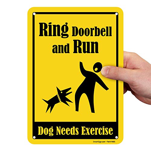 SmartSign Gyűrű Csengőt, majd Futni, Kutyával Kell Gyakorolni Vicces Vigyázz a Kutya Jel | 7 x 10 Műanyag