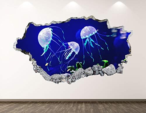 Nyugat-Hegy Medúza Fali Matrica Art Dekoráció 3D-s Összetört Óceán Matrica Falfestmény, Gyerek Szoba, Egyedi Ajándék BL91 (70 W x