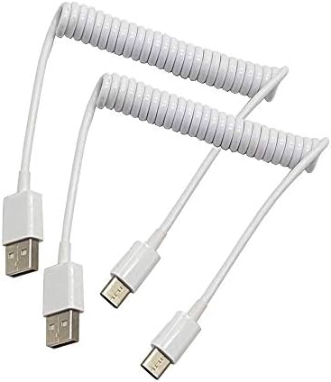 MMNNE 2Pack Tekercselt USB C Típusú Kábel, USB C-USB 2.0 3ft Gyors Töltés Fordította: Spirál Kábel a C-Típusú Eszközök (Fehér)