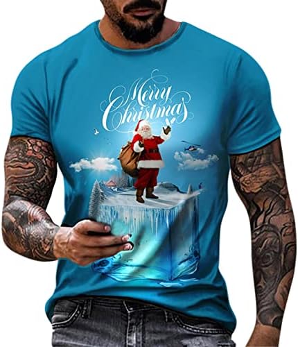 ZDDO Karácsony Rövid Ujjú T-shirt Mens, 2022 Vicces Karácsonyi Mikulás Nyomtatás O Nyakú Póló Maximum Edzés Tervező Tshirt