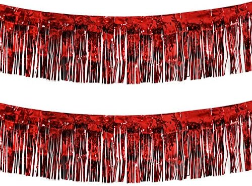 Blukey 10 Láb széles, 15 Col Piros Fólia béren kívüli Garland - Csomag 2 | Fényes, Fémes Csillogó Banner | Ideális a Felvonulás Úszik,