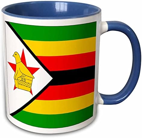 3dRose Zászló Zimbabwe-Két Hang Fekete Bögre, 11-Uncia, Színes