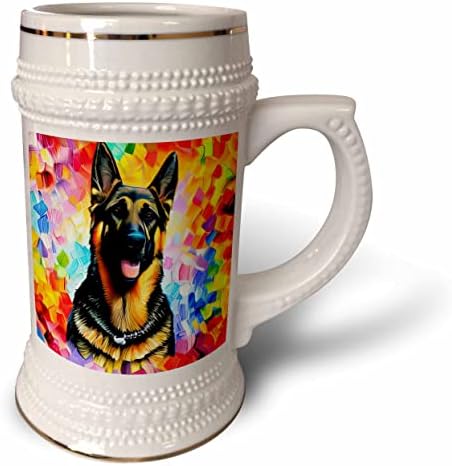 3dRose Előkelő német Juhász kutya portré. Színes, digitális művészet. - 22oz Stein Bögre (stn-376120-1)