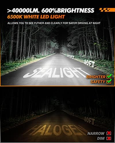 SEALIGHT 9005/HB3 H11/H9/H8 LED Izzók Combo, 6500K hideg Fehér H11 9005 LED Izzók, Igaz Plug-N-Play, IP68-Rajongó, Csomag 4