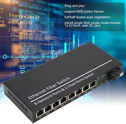 VINGVO Ethernet Kapcsoló, 10 100 1000 MÉTEREN 9 Port Tx1310nm Rost Media Converter Plug and Play Teljes Fél Duplex Családi
