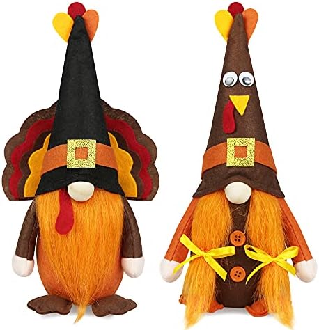Mr and Mrs Hálaadás Gnome Plüss Dekoráció - 2 Db Pulyka Gnómok Kézzel készített Skandináv Ősz tomte barátja - Őszi Szezon Dekoráció, Többszintű