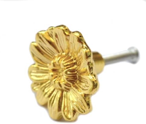 6 Db Vintage Arany Fiókban Gombok Antik Réz Bútor Fogantyúk Dekoratív Virág Alakú Húzza Retro Egyetlen Lyuk Szekrény Szekrény