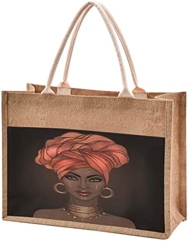 Afro-Amerikai Csinos Hölgy Juta Táska Újrafelhasználható Bevásárlás Táska Vászon Táska Piaci Totál Táskák Kezelni az Esküvő Ajándék