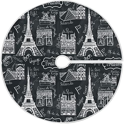 Oarencol Eiffel-Torony Osok Párizs Fekete karácsonyfa Szoknya 36 hüvelyk Karácsonyi Ünnepi Parti Fa Mat Dekoráció