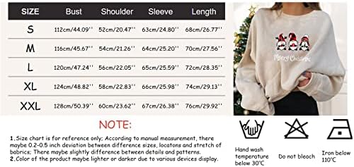 BEUU Női Szórakoztató Gnome Nyomtatás Sleeve Maximum Karácsonyi Ünnep Pulóver Melegítőfelső Alkalmi Boldog Karácsonyt Hosszú
