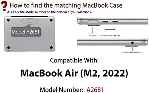 UESWILL Kompatibilis 2022 MacBook Air M2 13.6 hüvelyk Esetében Modell A2681, Fényes Kristály Kemény Héj Esetben Fedezi a Mac Air