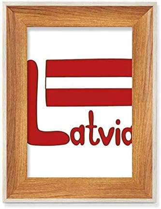 MCJS Lettország Nemzeti Zászló Piros Mintás Asztali Fa Képkeret Kijelző Kép Art Festmény Több Készletek