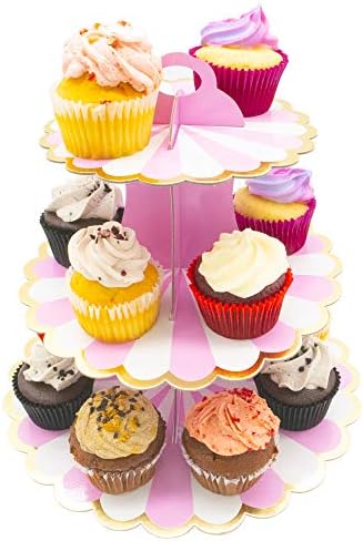 Arany & Pink 3 Tier Karton Cupcake-Állvány-Papír, Fánk, Desszert, Sütemény Torony, a Lányok Szülinapja Baba Zuhany Nemek közötti