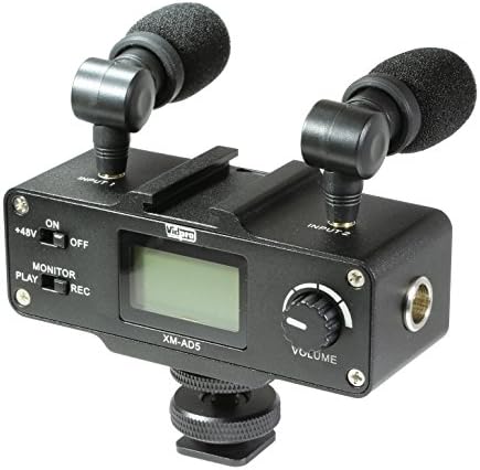 Vidpro XM-AD5 Mini Pre-Amp Okos Mixer Kettős Kondenzátor Mikrofonok - Célja, hogy DSLR, Videó Kamerák, illetve Okostelefonok