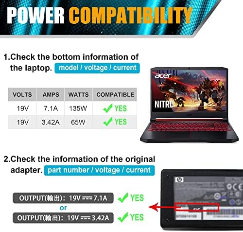 135W AC Adapter Töltő Acer Nitro 5 Gaming Series N18C3 AN515-51 AN515-41 AN515-53 AN515-52 AN515-43 AN515-54 AN517-51 N18C4 Aspire A715-42G