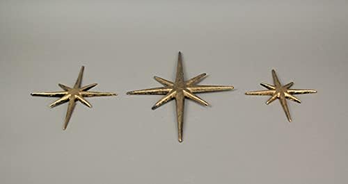 Nagy sor 3 Fémes Arany öntöttvas Starburst falikárpitok Század Közepén Modern Stílusban 8 Ágú Csillag