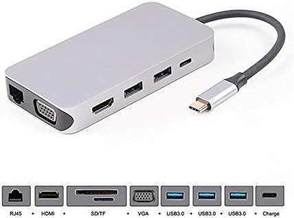 Thunderbolt 3 Dokkoló USB-C VGA HDMI Ethernet 3 Port HUB TF SD Töltő kártyaolvasó Többportos Adapter