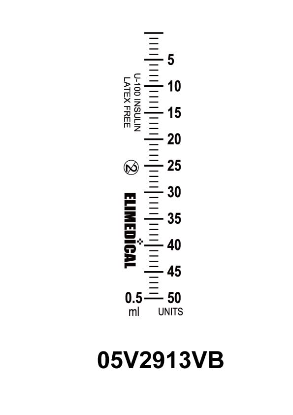Elimedical állatgyógyászat inzulinos Fecskendő, U-100, 0.5 cc (ml), 29g x 1/2 hüvelykes (12,7 mm), 100 Doboz, 05V2913VB
