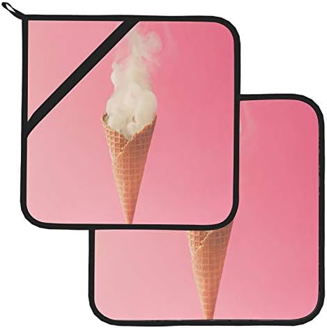 Lány Divat Művészet Ice Cream Konyhai készlet hőálló Hő Szőnyeg 2 Db Konyha, Meleg Párna, 8×8 Hüvelykes Sütés-Főzés