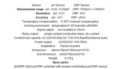 Gowe Online PH ORP Mérő Teszter Monitor 0.00-14,00 pH; -1000, hogy +1000mV Pontosság 0,1 pH; 5mv