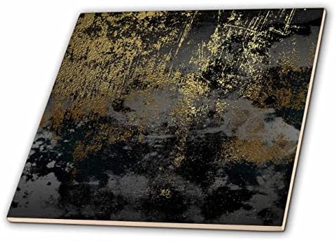 3dRose Modern Fekete-Kép Arany Karcolás Absztrakt - Csempe (ct_354324_1)