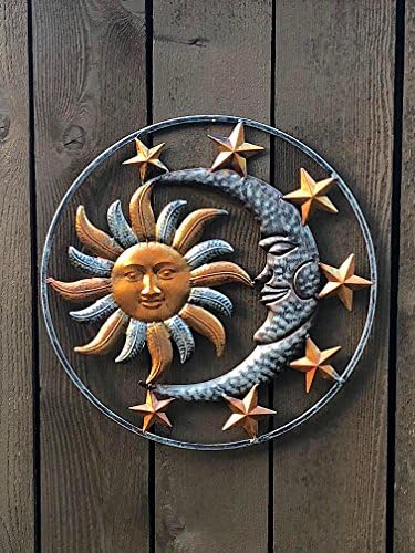 Nagy Fém Nap, Hold, Csillag Wall Art Szobor Dekor Beltéri Kültéri (17 Átmérőjű)