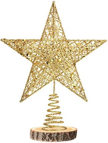 Karácsonyfa Topper Fém Csillogott Csillag Topper a karácsonyfa Dísz, Otthon Dekoráció, 2db Arany, Ezüst