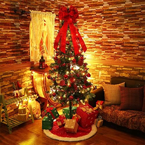 BBTO 98 Db karácsonyfadísz Készlet, Tartalmazza a Topper Íj Szoknya Labdát Hópelyhek, Dekoratív Válogatott Csecsebecsék Medálok az Xmas