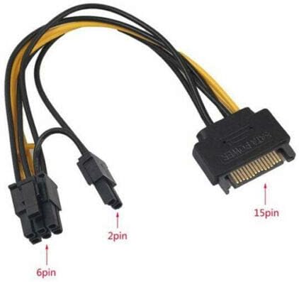 15-pin SATA Férfi-8-pin (6+2 tűs) PCI-E PCI Express Adapter Kábel/Vezeték GPU-s Grafikus Video Kártya