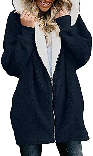 Kapucnis Kemping Kabát, Női Hosszú Ujjú egyszínű Outwear Laza Őszi Encanto Microfleece Cipzáras melegebb outdoor kabát